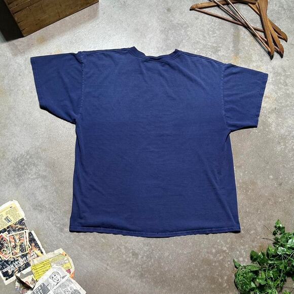 Vintage 90s Nike Center Swoosh Embroidered Tee Mens 2XL Navy Blue Faded Shirt - Picture 2 of 3